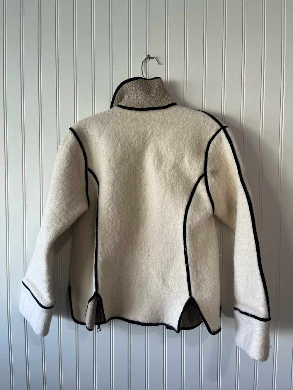 Cream Contrast-Trim Zip Jacket - Picture 6 of 7